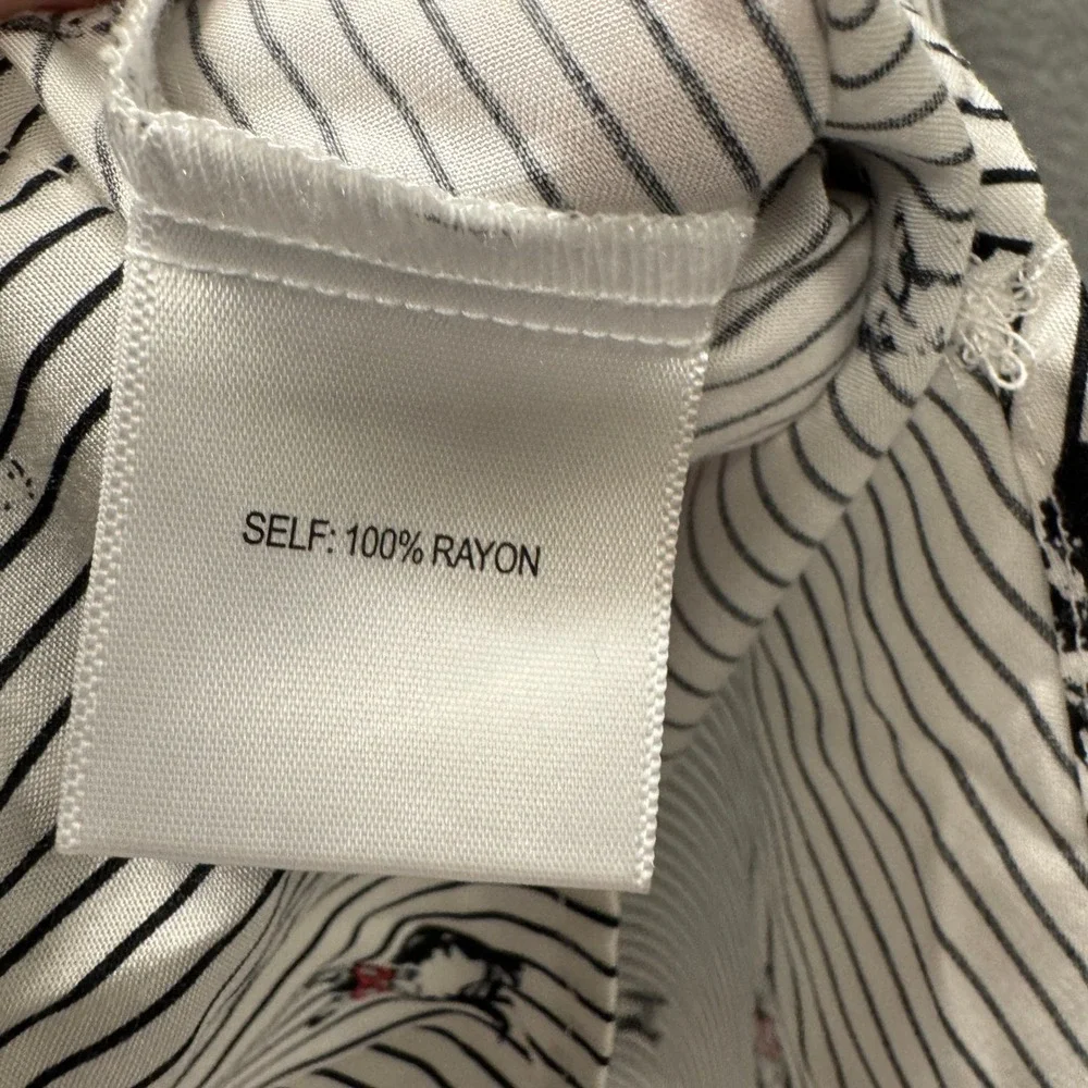 Jane and Delancey Button Down Womens XL Striped French Bulldog White Black - Picture 6 of 9